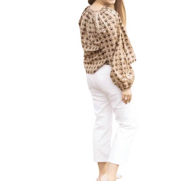 NEW ERICA WILSON gigi blouse in star tea brown - Picture 2 of 3